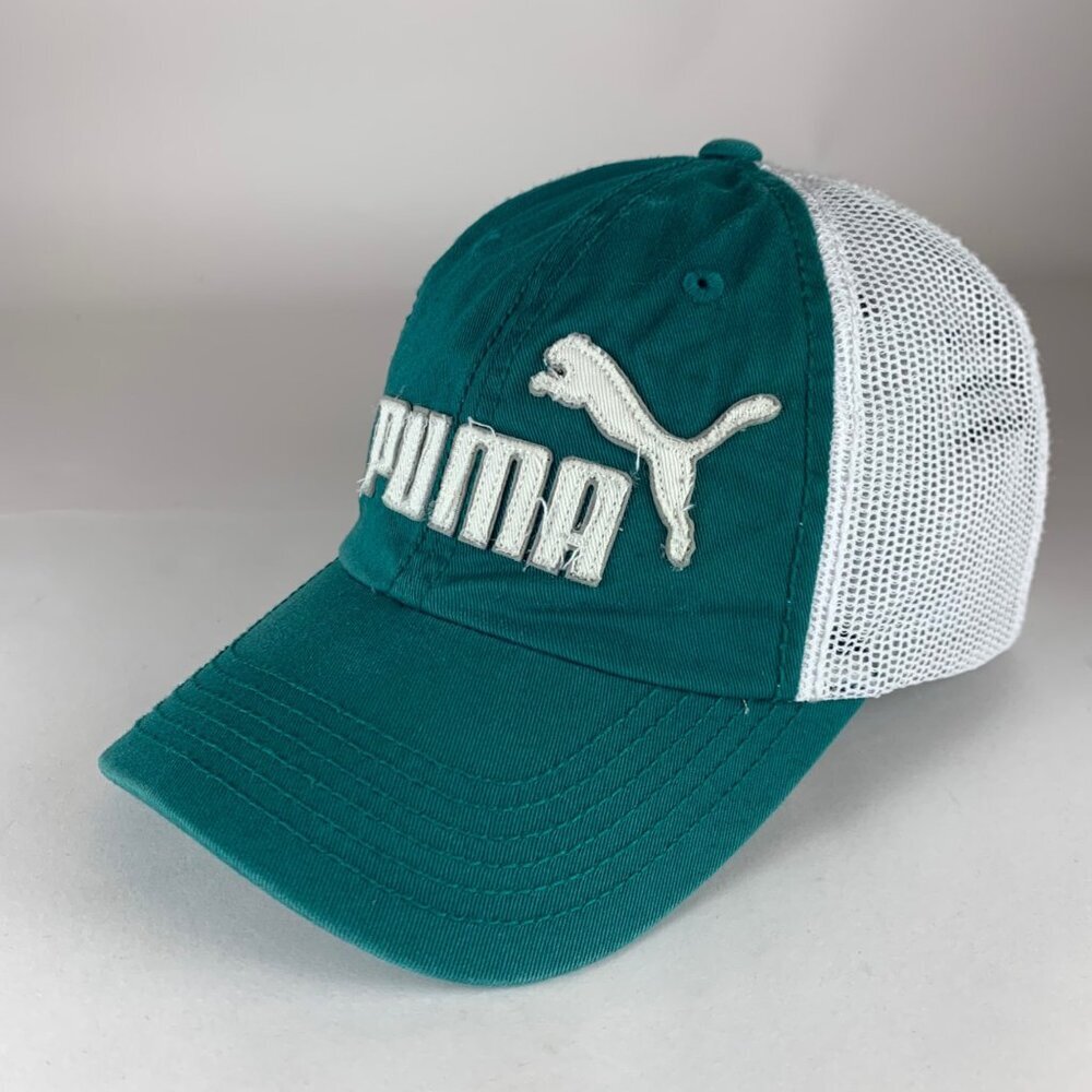 Puma Mens Aqua White Relaxed Fit Snapback Trucker Hat